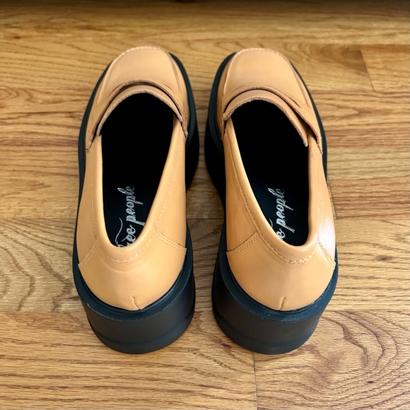 Free People Nico Platform Lug Loafer 39 Camel Leather Wedge 8.5 New without box - Picture 9 of 11